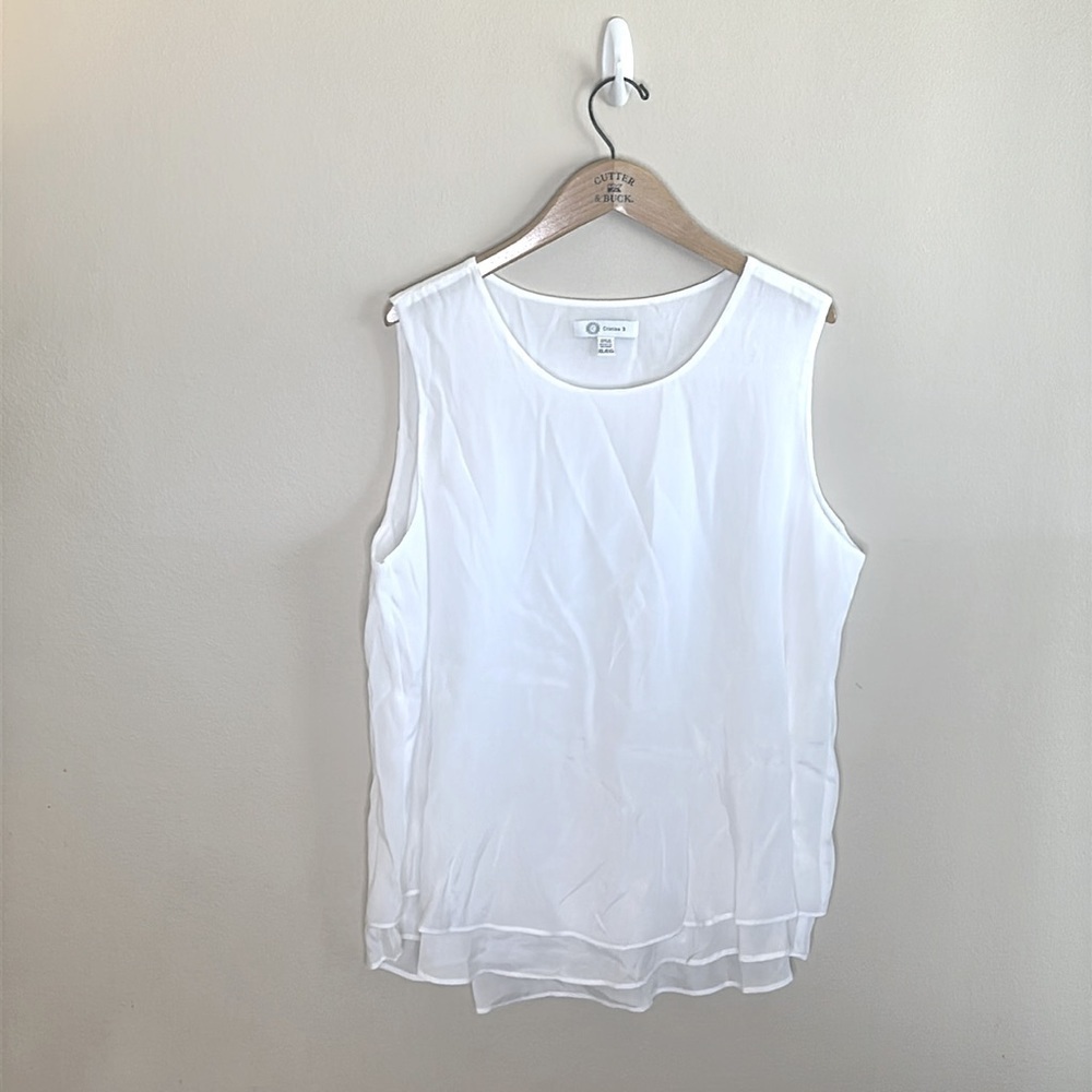 Cristina B Sleeveless Tunic Top Relaxed Fit Pull On White Womens Size XL - Picture 4 of 12